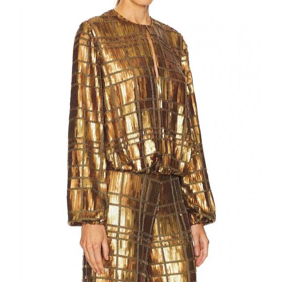 NEW ALEXIS reis long sleeve top in bronze - Picture 2 of 4